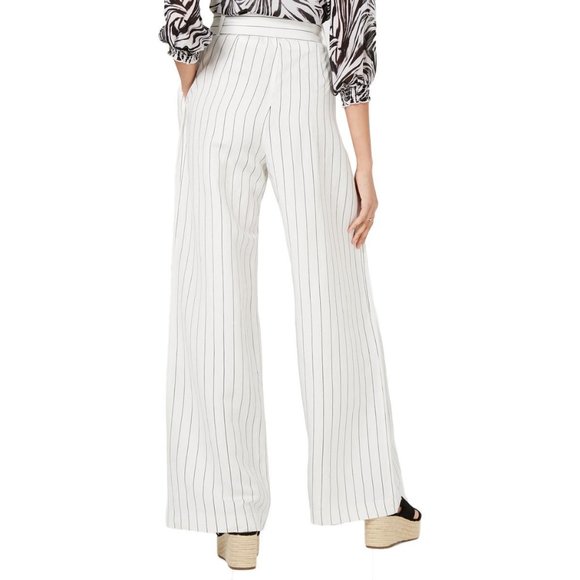 NWT LEYDEN Striped Belted Ivory Stripe Pants - Picture 3 of 3